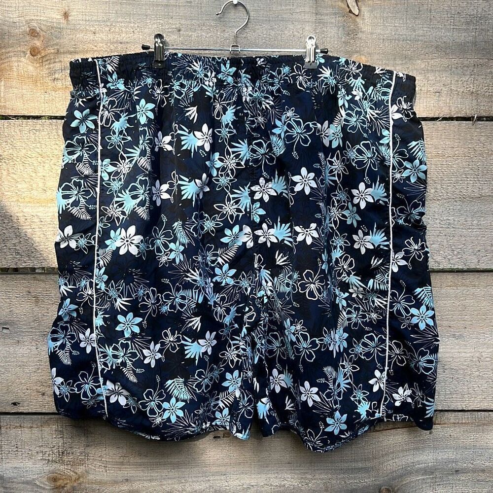 Island Joe Women's Blue Floral Print Pull On Lined Swim Trunk Size 5X - Picture 2 of 5